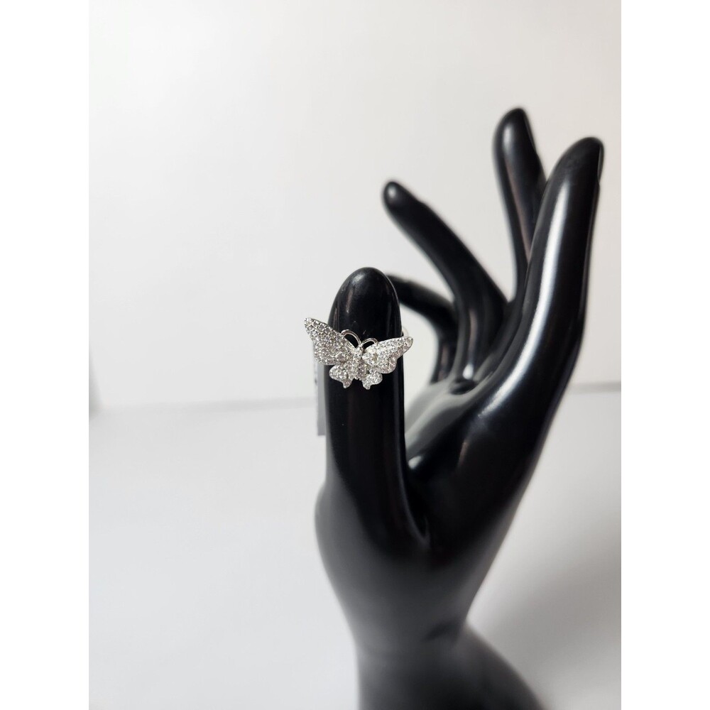Butterfly Size 5.5 Solid 925 Sterling Silver And Moissanite Ring